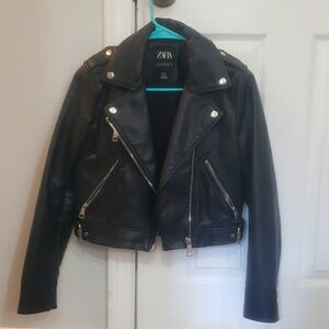 Zara Faux Leather Moto Jacket Womens Xs NEW!!